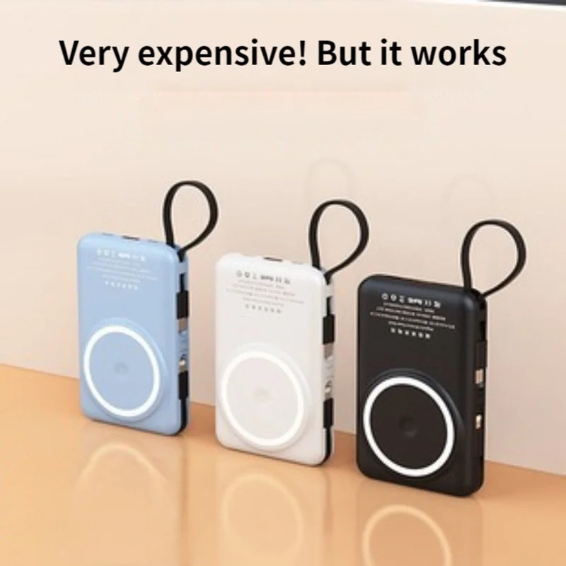 20000mAh Power Bank Portable Fast Charging Powerbank Built-In USB C Cable External Battery Charger For iPhone 14 Samsung Xiaomi