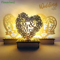 heart wooden wedding ornaments wooden mrmrs wedding party decorations diy led night light wedding decoration
