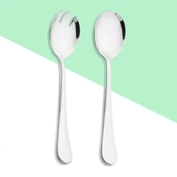 stainless steel salad spoon fork 2pcs salad spoons cutlery set silver serving spoon set kitchen accessorie tableware silverware