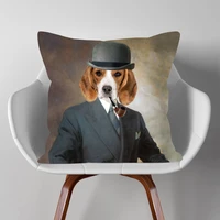 dogs cats portraits cushion cover european retro royal oil painting style sofa throw pillow case car chair decor pillow covers