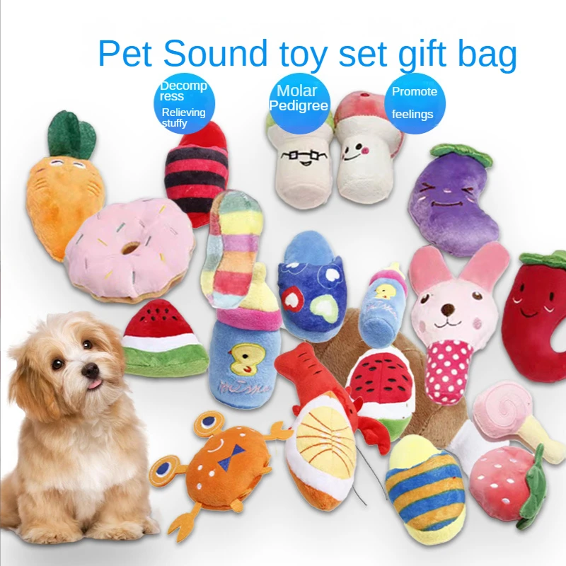 

Pet Toys Plush Squeaky Toy Bite-Resistant Clean Dog Chew Puppy Training Toy Soft Banana Bone Vegetable Fruit Pet Supplies Toys