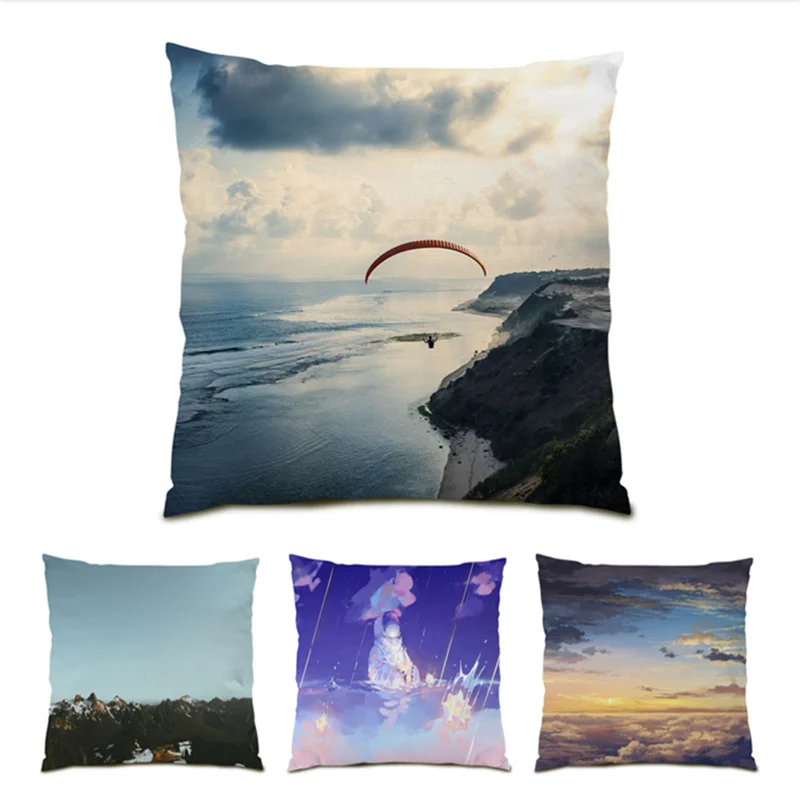 

Cushion Covers 45x45 Comfortable Funny Sofas for Bedroom Velvet Pillowcase Nature Landscape Home Decoration Creative Gift E1128