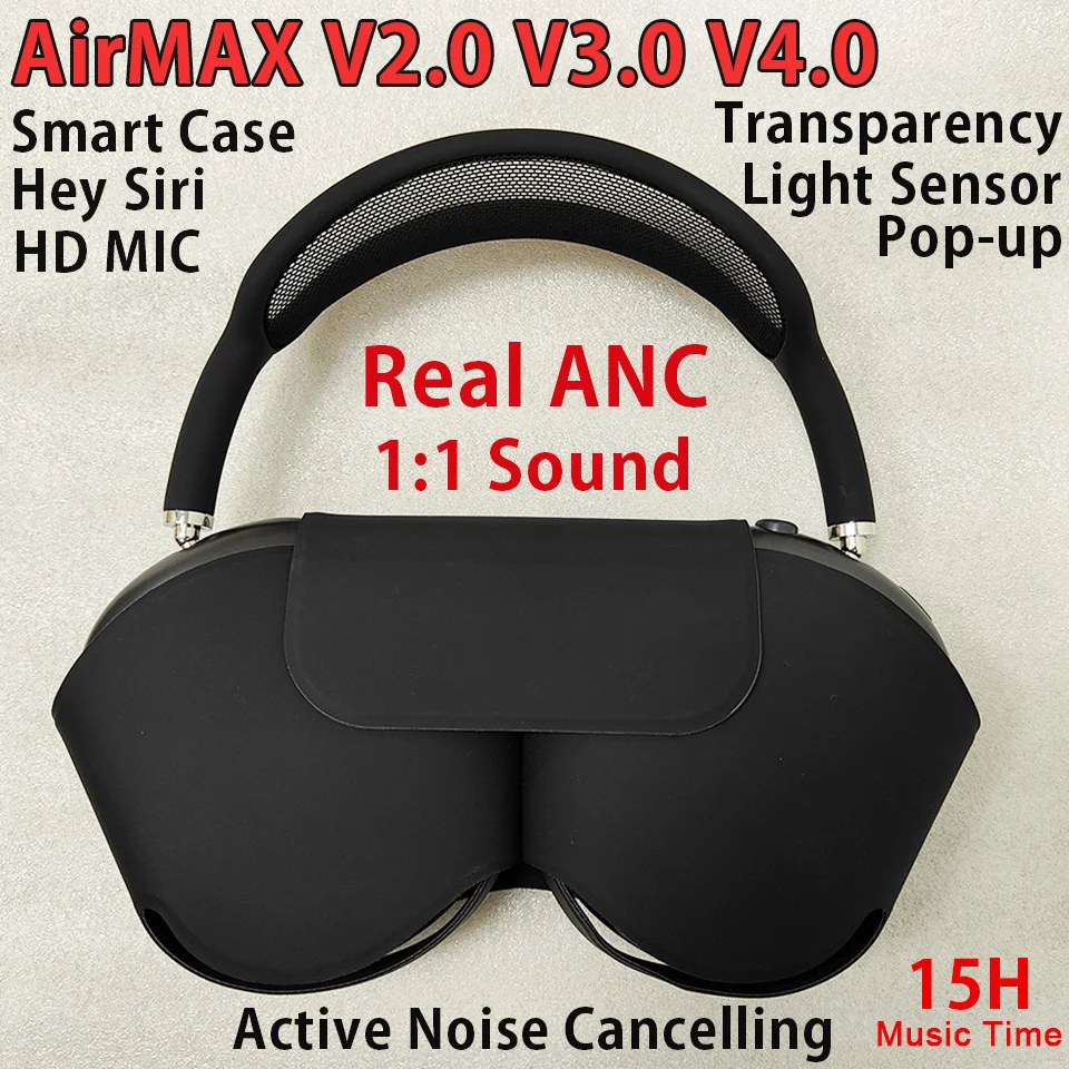 

Best Vesion AirMAX V4.0 V3.0 V2.0 TWS ANC Headphones AIR4 Air MAX Active Noise Cancelling Headset Trasparency With Smart Cases