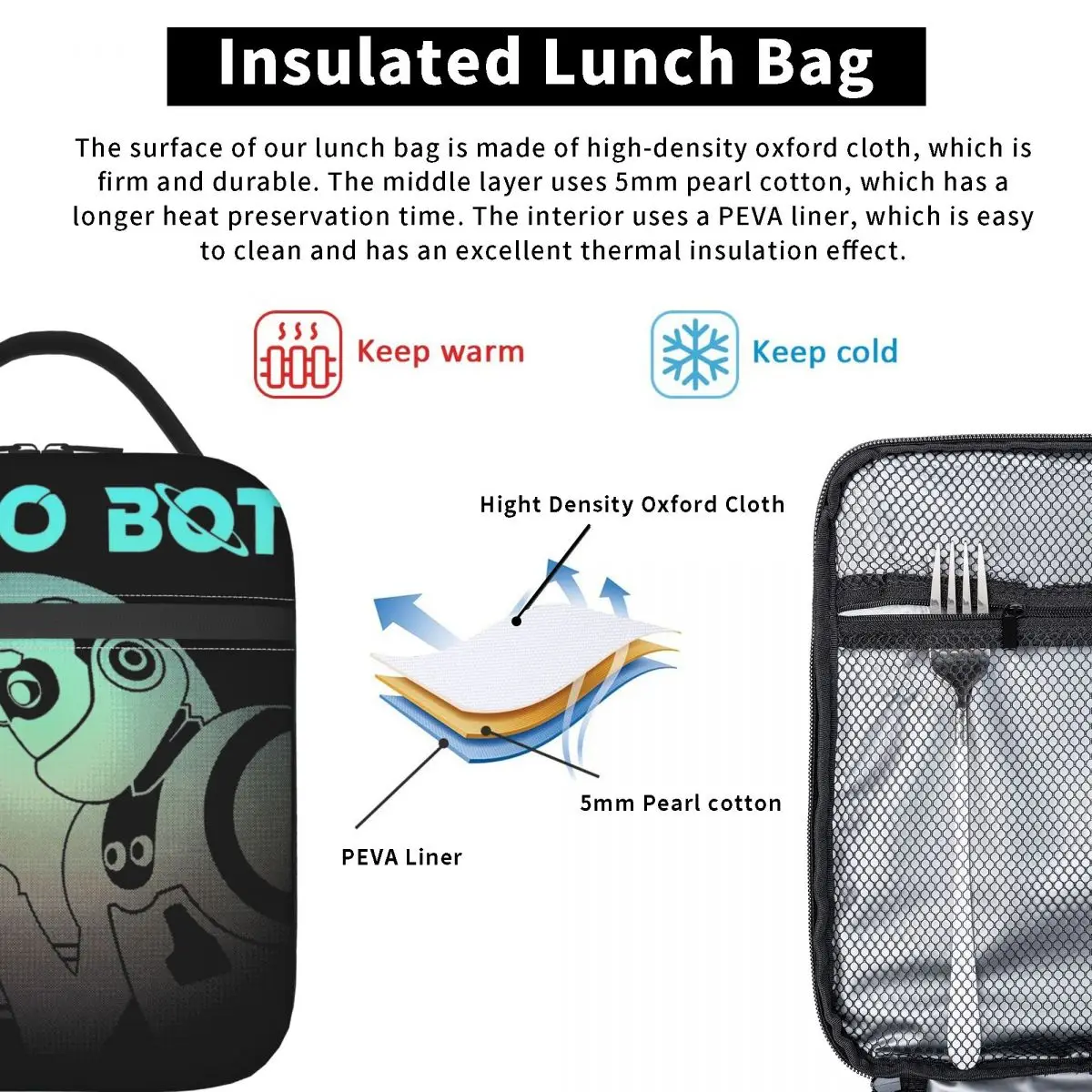 Astrobot Astros Playroom Merch Изолированная сумка для обеда работы Робот Сумка хранения еды