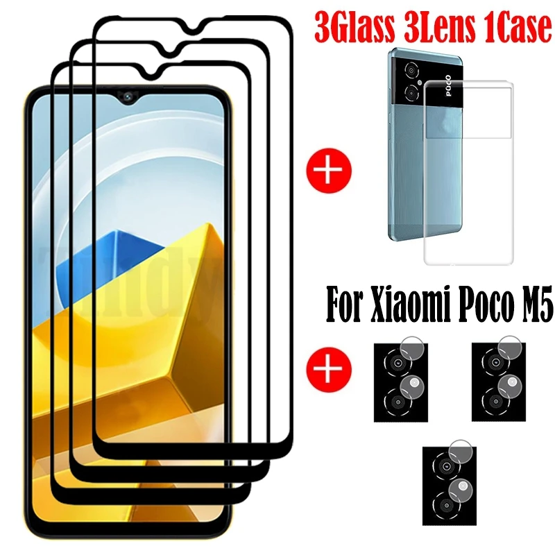 

Закаленное стекло с полной проклейкой для Xiaomi Poco M5, Защитное стекло для экрана Xiaomi Poco M5, пленка для камеры для Xiaomi Poco M5, чехол