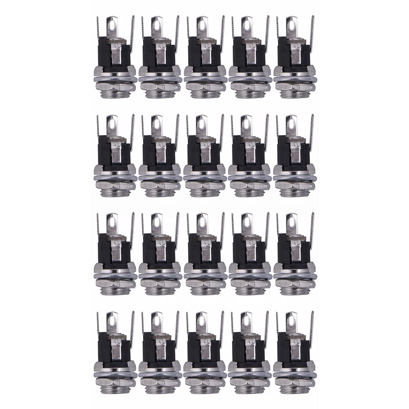 

20Pcs DC Power Supply Jack Socket Female Panel Mount Connector 5.5X2.1Mm New