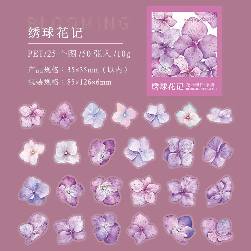 

50 шт. Акварельные цветочные наклейки Gimue