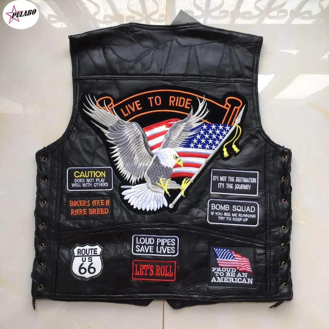 PULABO четыре сезона куртка без рукавов кожаный мужской мотоциклетный жилет с