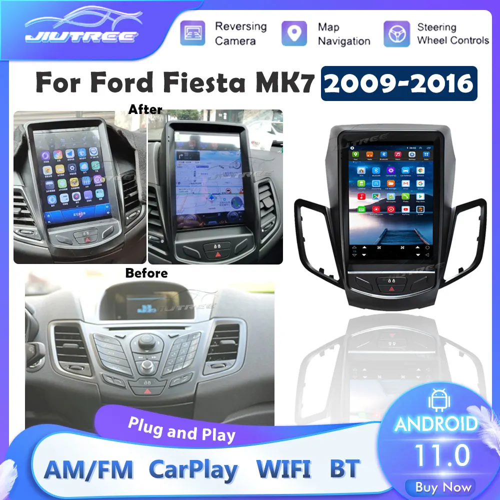 

128G Android 11 Тесла стиль для Ford Fiesta MK6 MK7 2009 2010- 2016 автомобильное радио стерео автомобильный мультимедийный плеер видеонаблюдение GPS
