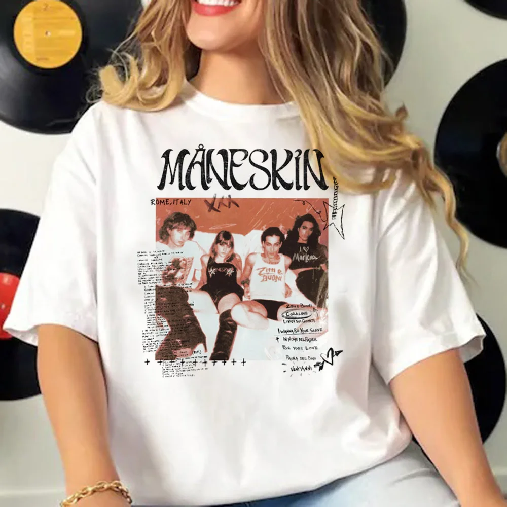 Футболка Maneskin женская из мягкой ткани дизайнерская одежда y2k