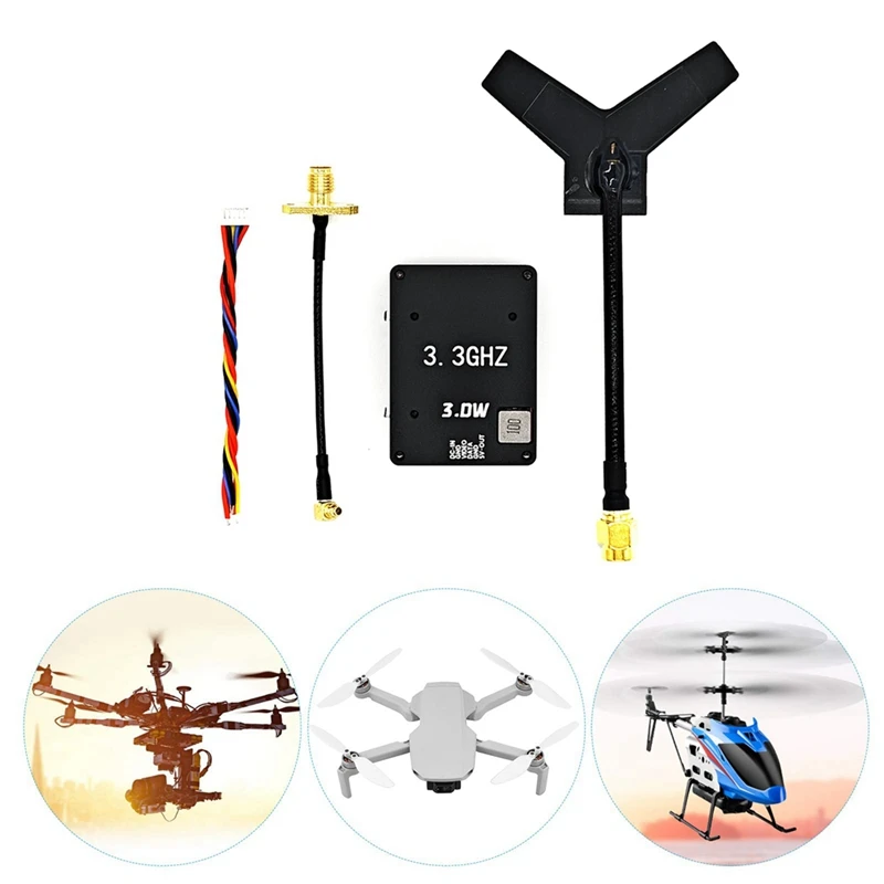 3.3G 3W VTX 16-канальный FPV аудио-видео передатчик для RC Drone дальнего действия