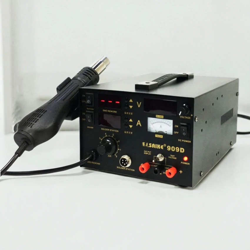 Saike 909d Тепловая пушка 3-в-1 Паяльная станция 220 В или 110