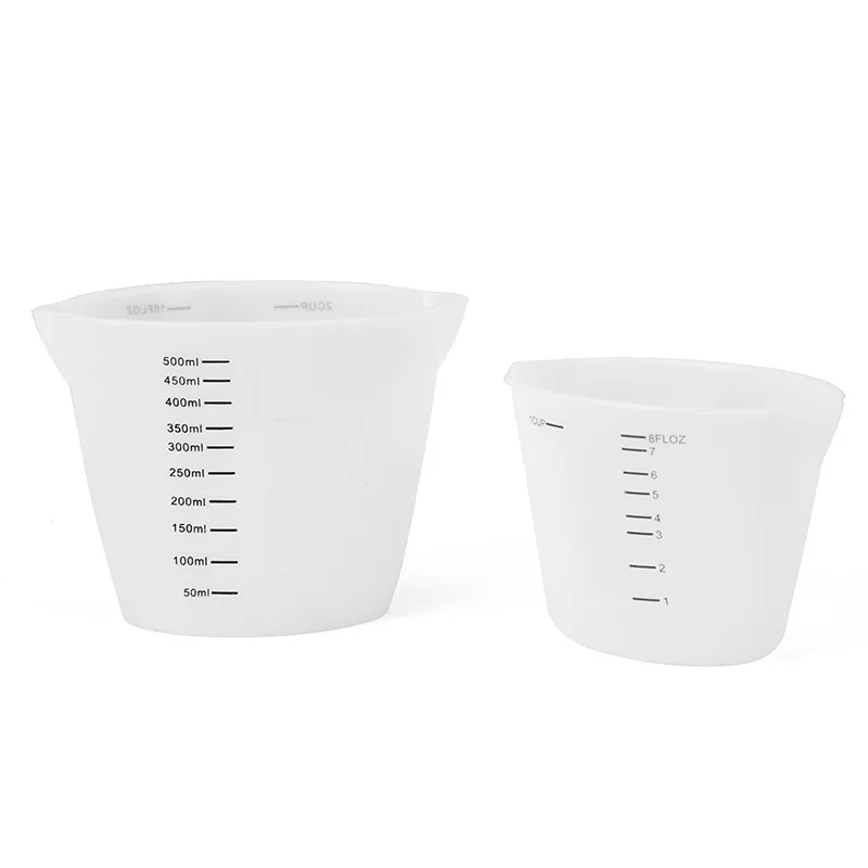 

LJL-500Ml и 250 мл многоразовые силиконовые мерные чашки, бытовые полупрозрачные мерные чашки с градуированием, инструменты для выпечки «сделай ...