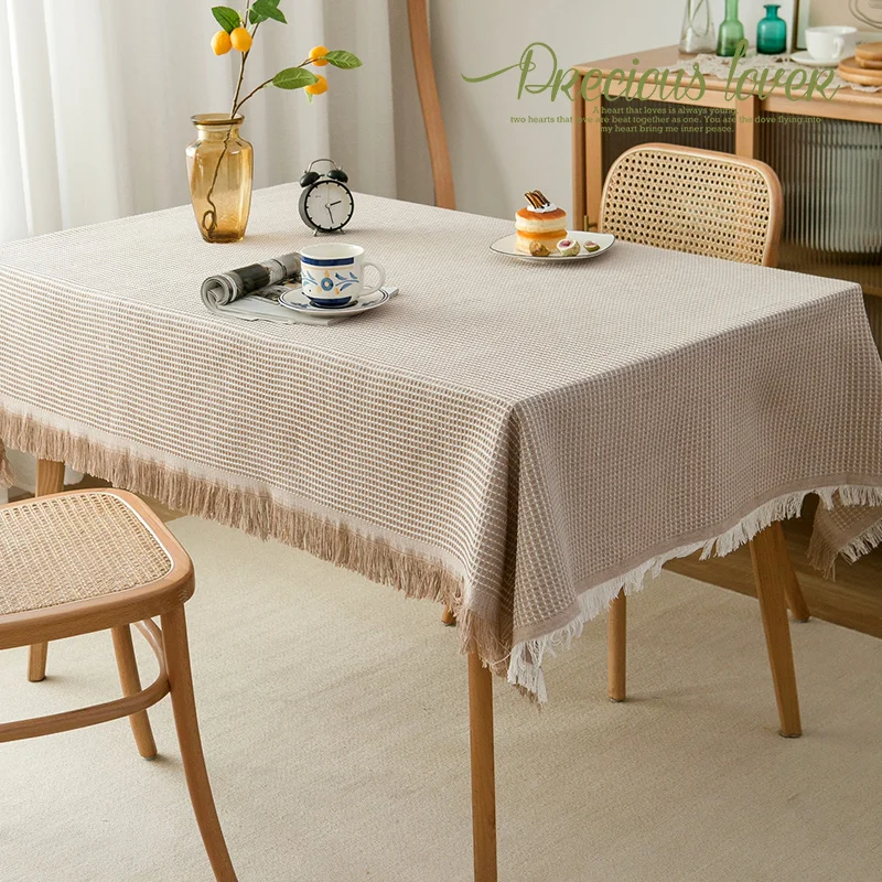 

Cotton linen tablecloth, light luxury lace, thickened rectangular tablecloth, simple coffee table, table cover