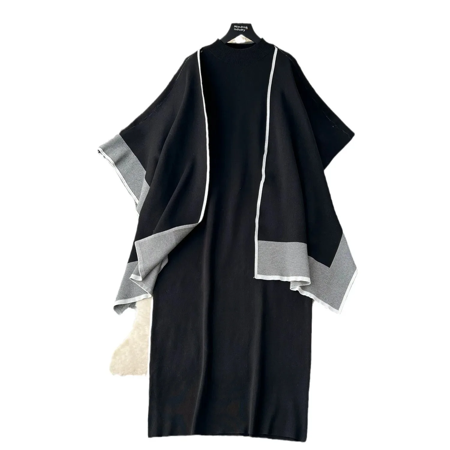 Универсальный вязаный топ кардиган комплект свободное утягивающее платье