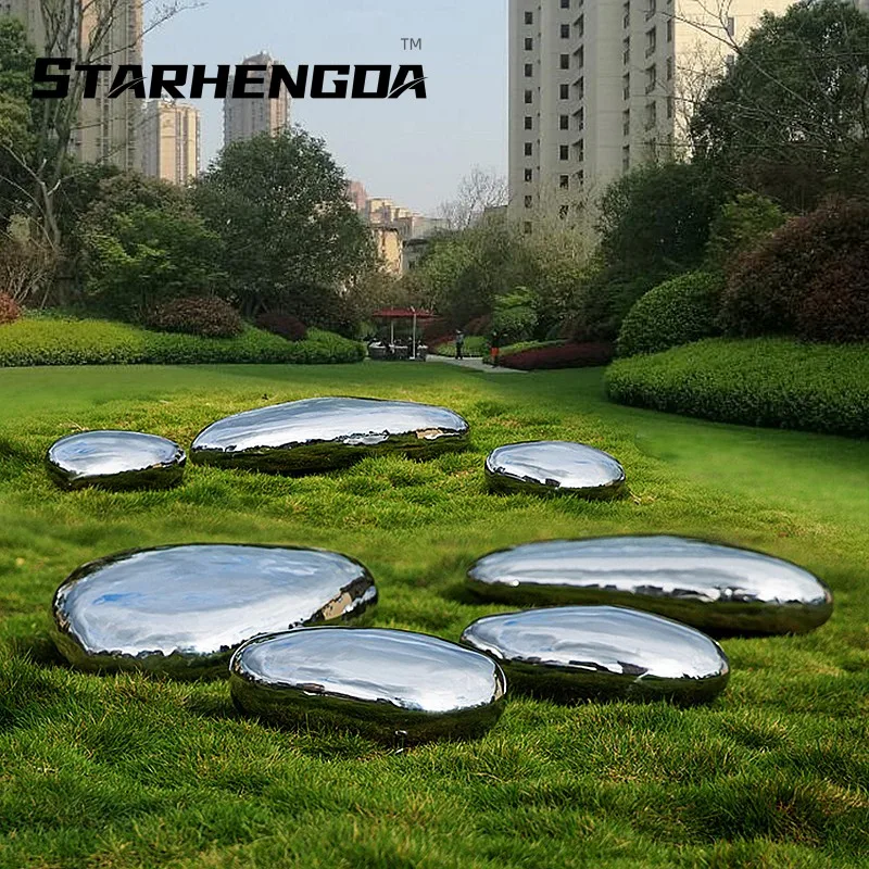 

Park landscape stainless steel mirror cobblestone sculpture manufacturers make outdoor furnishing stainless steel large sculptur