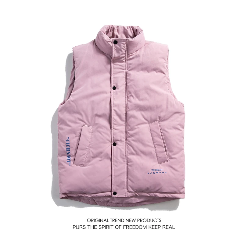 Down cotton vest, men's autumn and winter bread suit, lovers' jacket, cotton coat, white bottom, swing shooting
