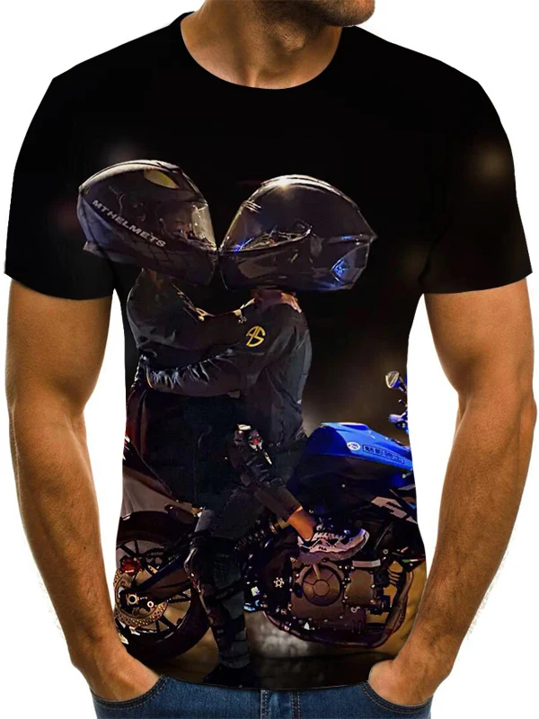

Футболка мужская с 3D-принтом, тенниска с принтом мотоцикла, Повседневная модная майка с короткими рукавами, лето