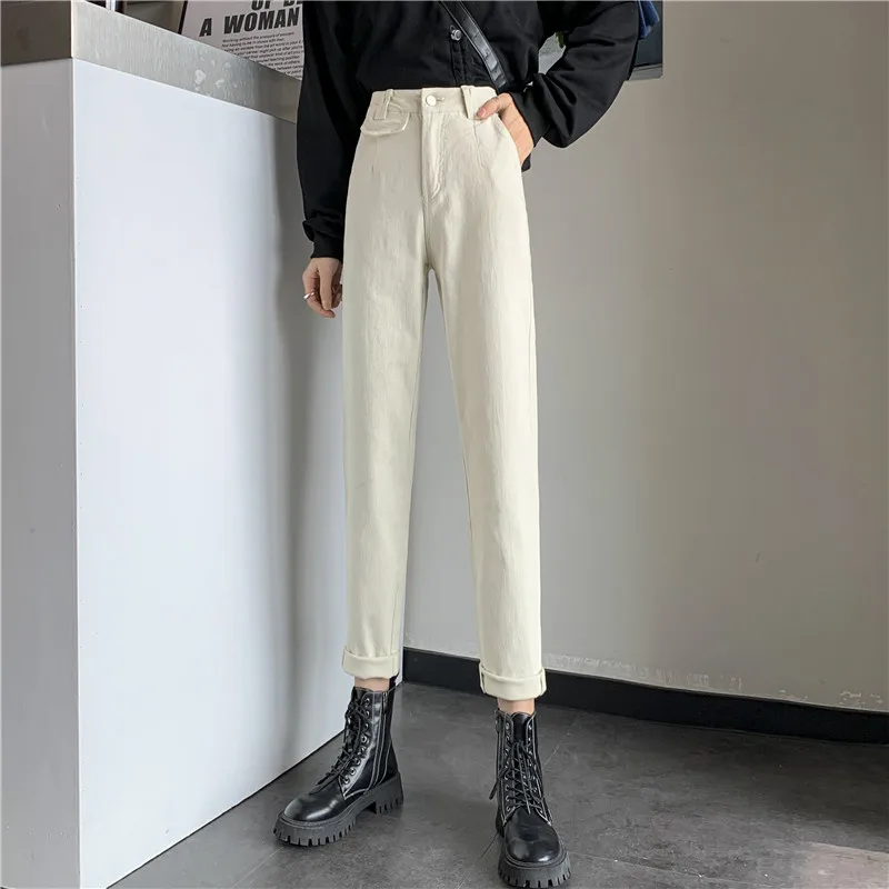 N0737    Autumn and winter Korean version of the new high-waist all-match Harlan long pants jeans