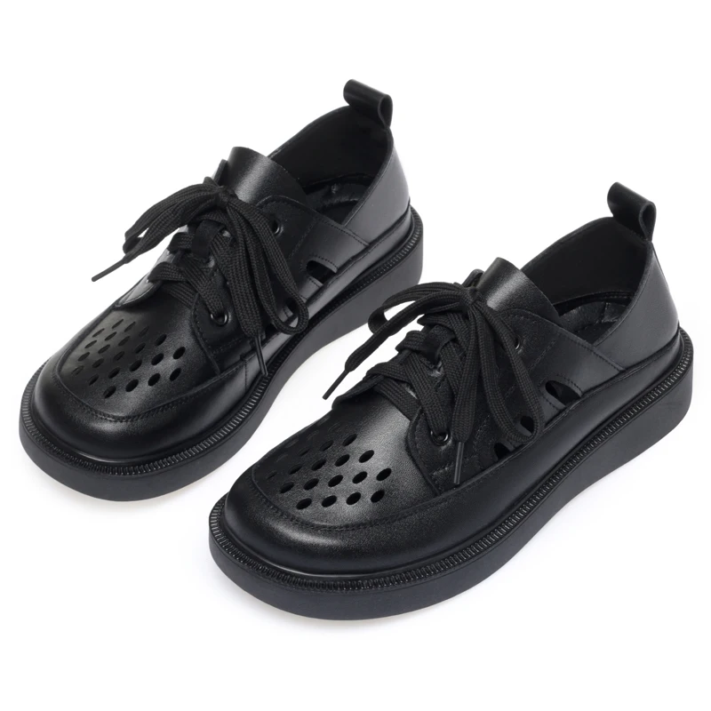 DIMANYU Skeleton Shoes Women 2023 New Genuine Leather Non Slip Lace-up Women Shoes Breathable Large Size 41 42 43 Women's Shoes