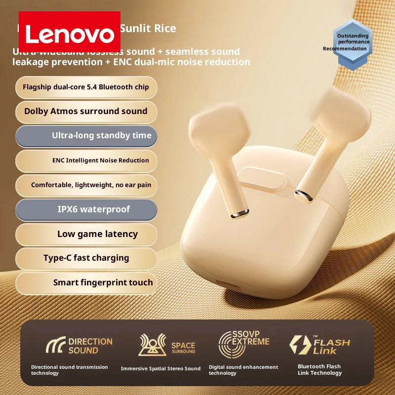 Наушники Lenovo TWS Беспроводные Bluetooth-наушники Басовое сенсорное управление Стерео шумоподавление Длительный режим ожидания (art.: 3920d47ddf3ef) - 3920d47ddf3ef