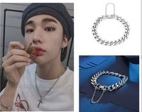 kpop new stray kids hwang hyun jin the same titanium steel bracelet metal chain hip hop rock ins celebrity jewelry couple gift