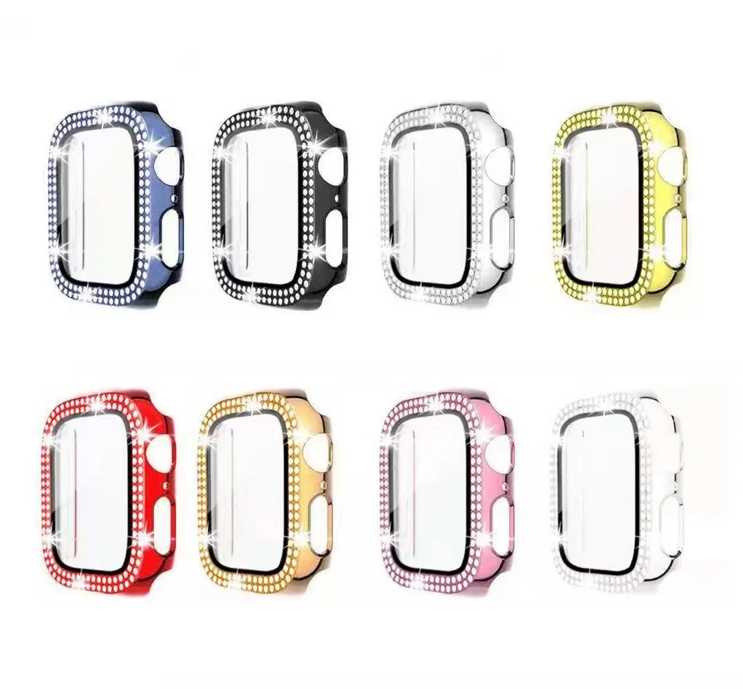 20pcs Double row diamond Cover For Apple watch 8 7 6 iWatch series 8 Ultra Protective Case 49mm 45mm 41mm 44mm watch case