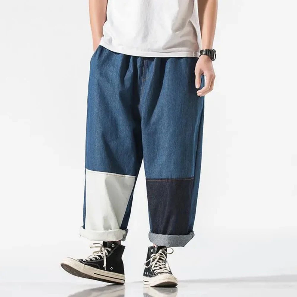 Streetwear Men Jeans Pants Ankle-length Japanese Casual Jeans Men Fashion Jogging Pants Male Large Size Baggy Harem  Loose