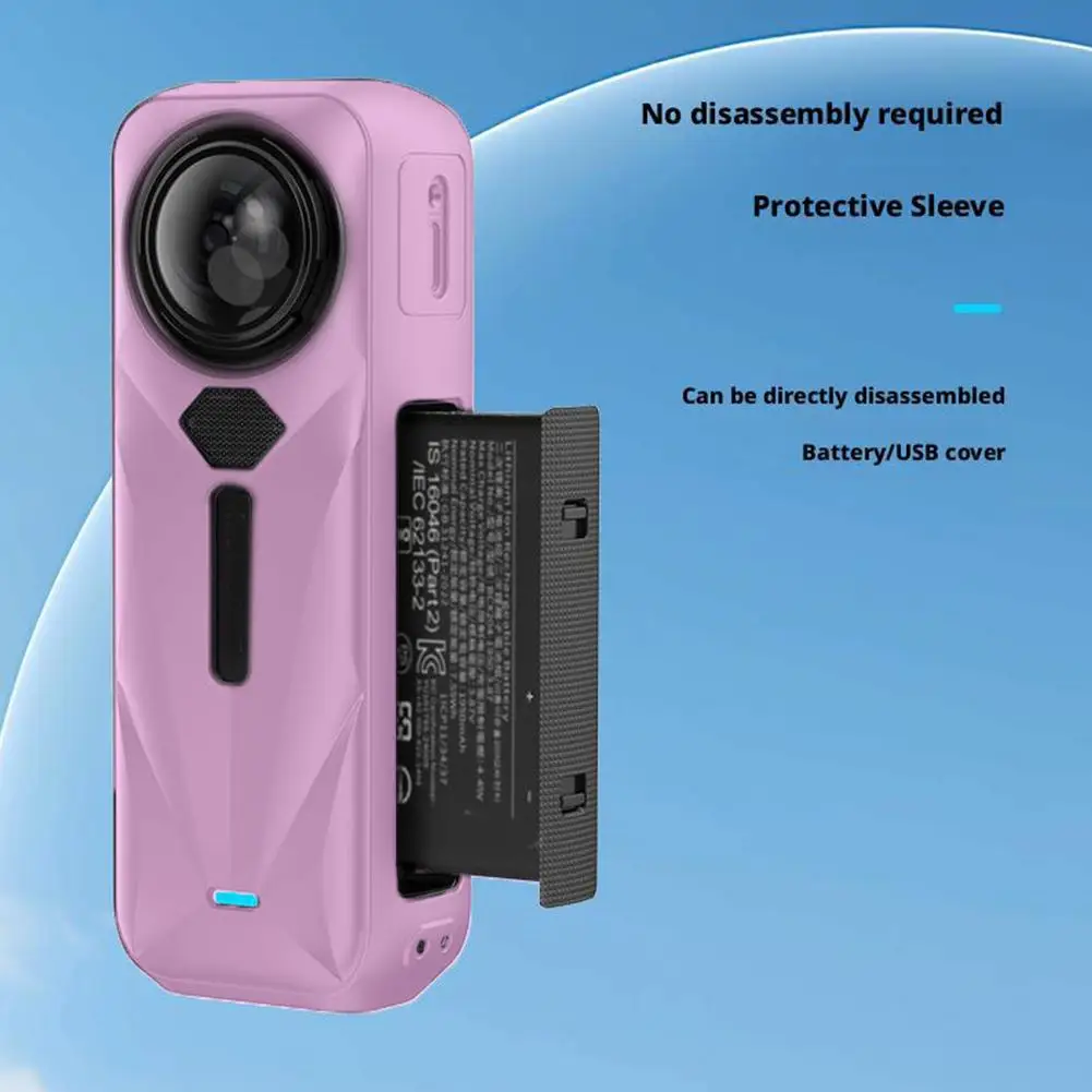 Фото Фиолетовый/синий для Insta360 X5, силиконовый защитный чехол, панорамный корпус камеры, объектив, аксессуары против падения и царапин Q6C6 №5