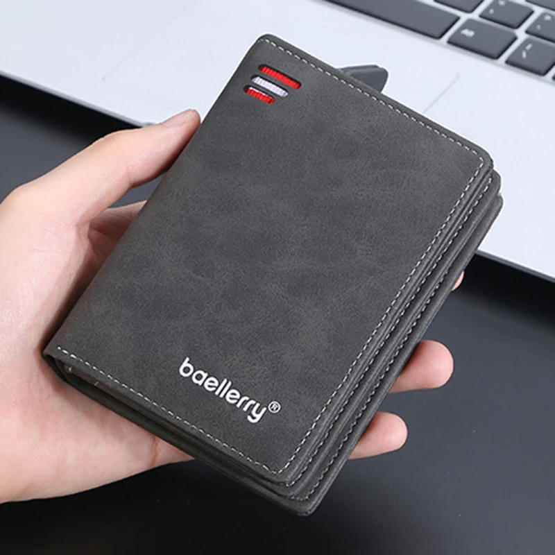 

Модный мужской кошелек для монет 2023, кошелек, маленький кошелек для денег, мужской матовый кожаный держатель для ID карт, кошелек с карманом на молнии для мужчин