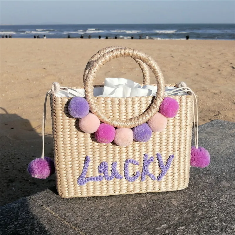 

Summer Travel Beach Handbag Casual Fashion Flower Straw Shoulder Bag Women Retro Hand-Woven Totes Messengr Bag Lady Straw Bags