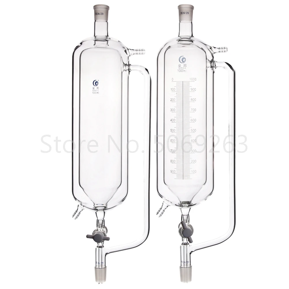 Cena 1 Sztuk Dwuwarstwowe Szklane Stałe Ciśnienie Oddzielające Lejek, Wysokiej Jakości Szkło Borokrzemowe Wysokotemperaturowe Izolacyjne Kroplówki Lejek