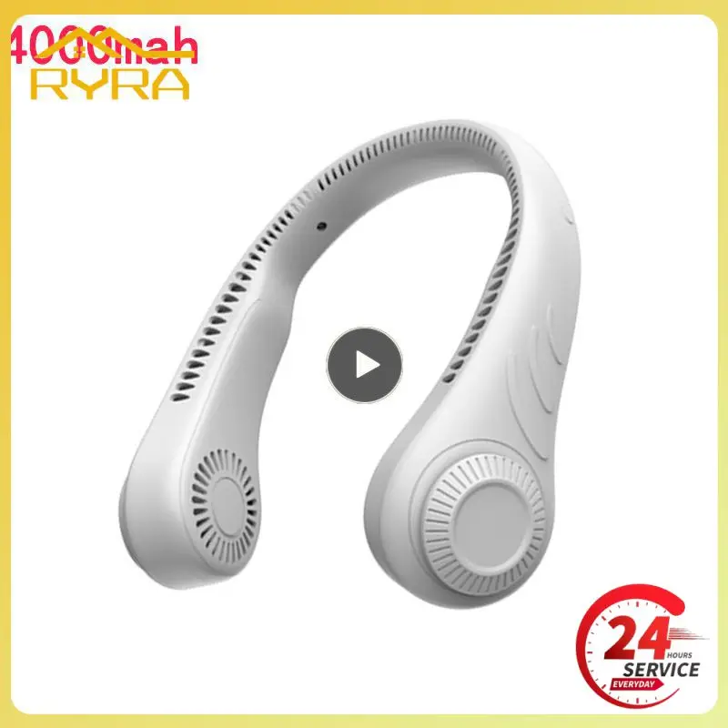 

Hanging Neck Fan Portable Cooling Fan USB Leafless 360 Degree Neckband Fan 78 Surround Air Outlets 4000Mah Rechargeable