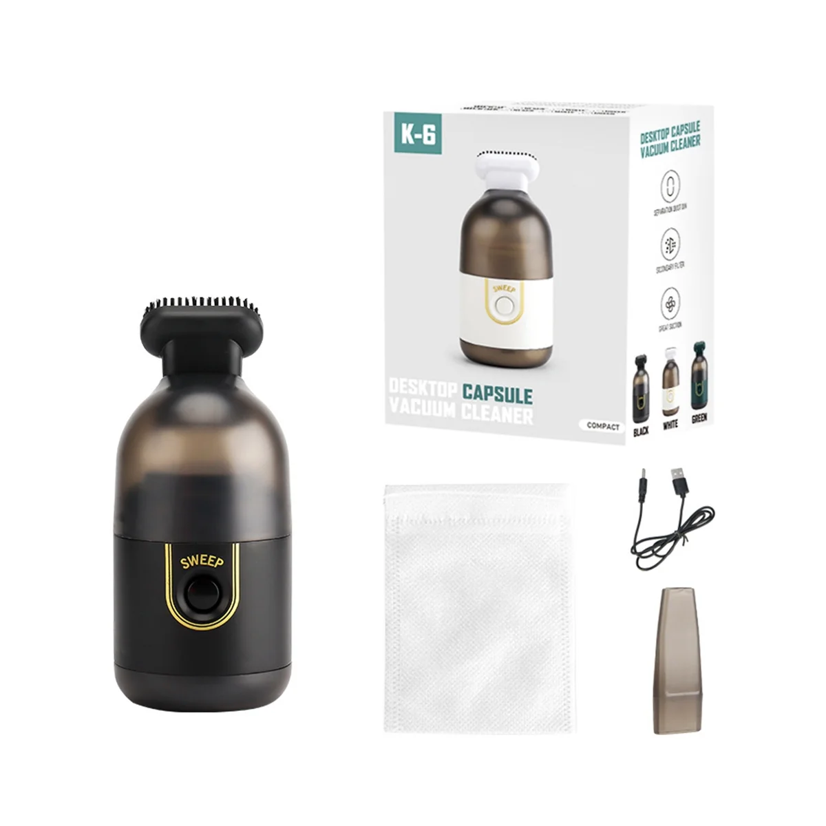 

Desktop Cleaning Desktop Mini Vacuum Cleaner Portable Handheld Cleaning Machine Office Vehicle Home Wireless Black