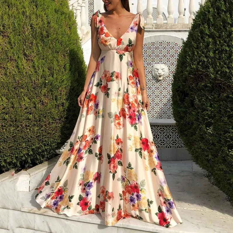 

Women's floral pattern with a leaky back strap dress