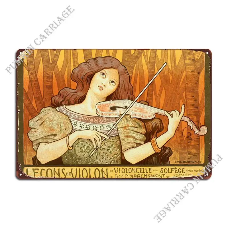 

Lecons De Violon, металлический плакат с табличкой, тарелки для паба, печать гаража, персонализированные таблички, жестяной плакат