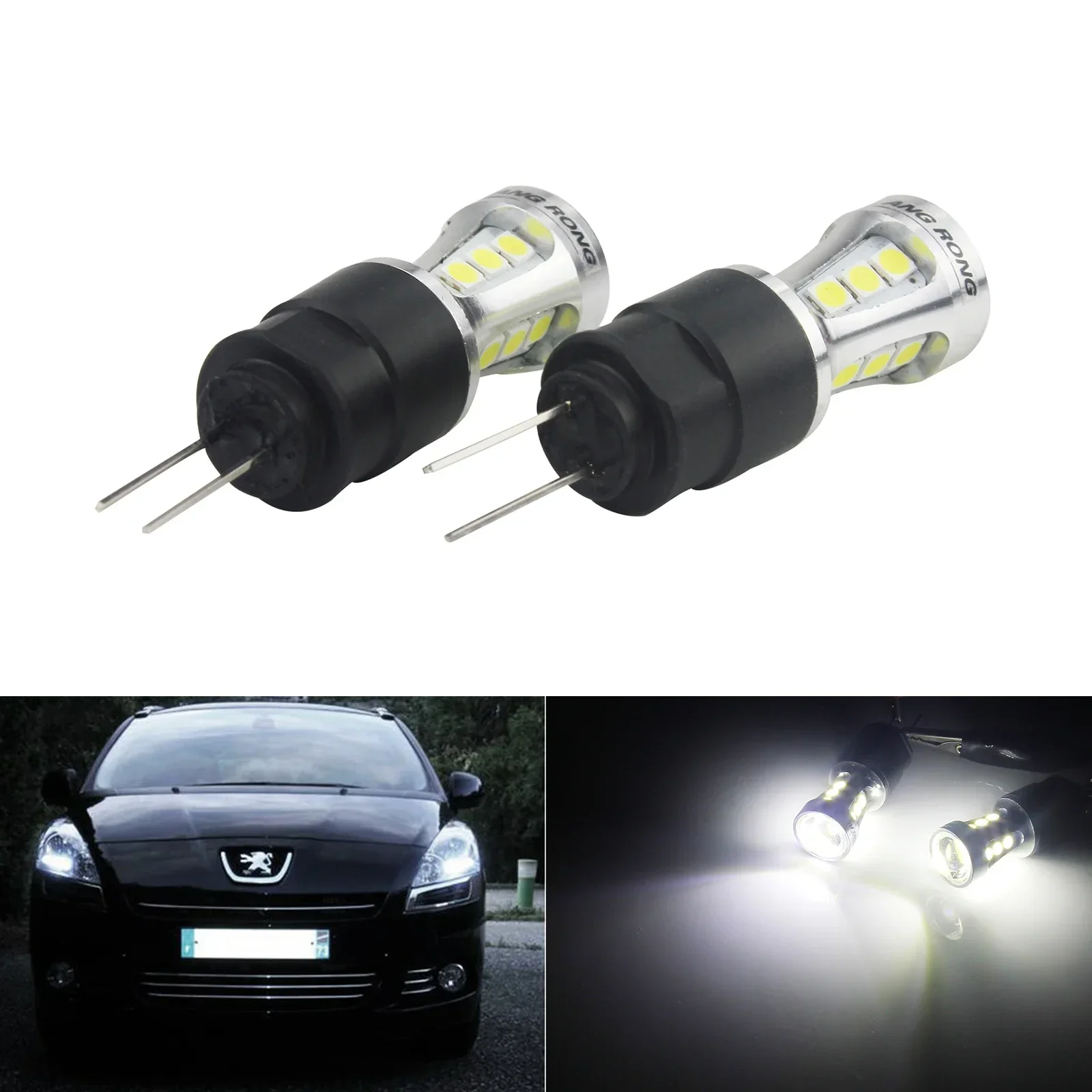 

ANGRONG 2x HP24W HPY24W G4 18 SMD светодиодные боковые лампы дневного света для Peugeot 3008 5008 Citron C5 белый 6000K