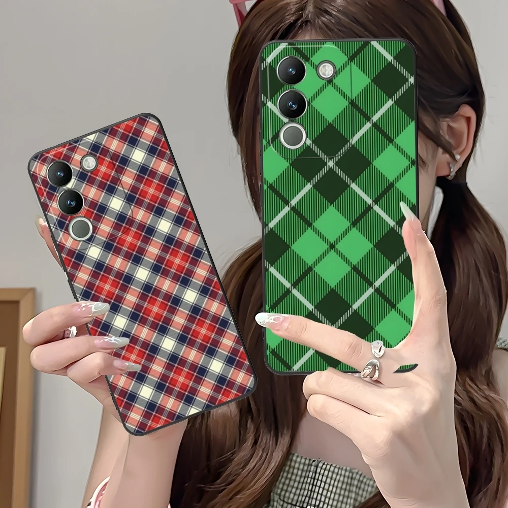 Lattice Grid Texture Mobile Cell Phone Case for VIVO Y95 Y93 Y31 Y20 V19 V17 V15 Pro X60 NEX Black Soft Cover Shell