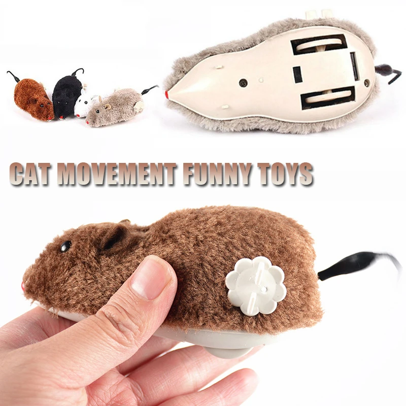 

Funny Cat Toys Clockwork Spring Power Plush Mouse Toy Mechanical Motion Rat Cat Dog Playing Toy Pets Interactive Random Color