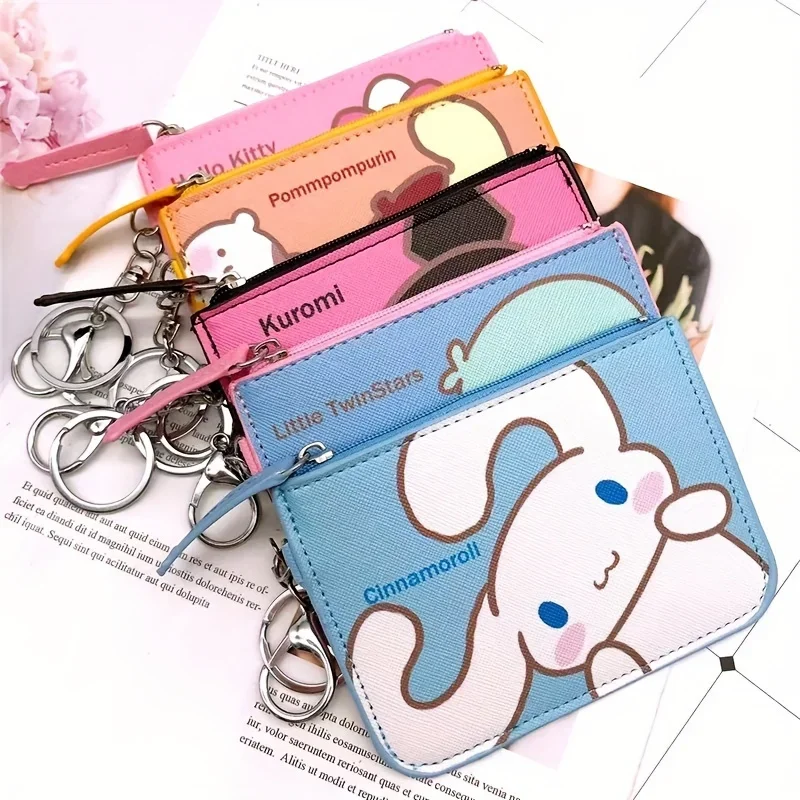Модный кошелек Sanrio с героями мультфильмов Cinnamoroll My Melody Hello Kitty Kuromi кожаный
