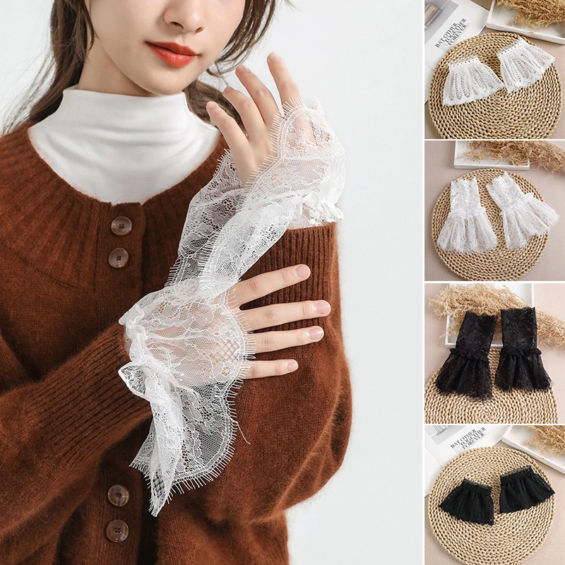 

1Pair Fake Sleeve Sweater Blouse Wrist Warmers Arm Cover Scar Cover Gloves Elbow Sleeve Cuff Lace Sun Protection Thin Section