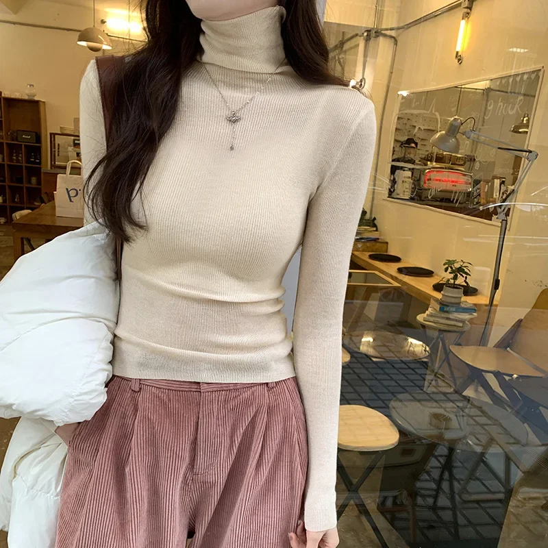 Элегантный дизайн чувственный топ с длинными рукавами вязаный базовый слой