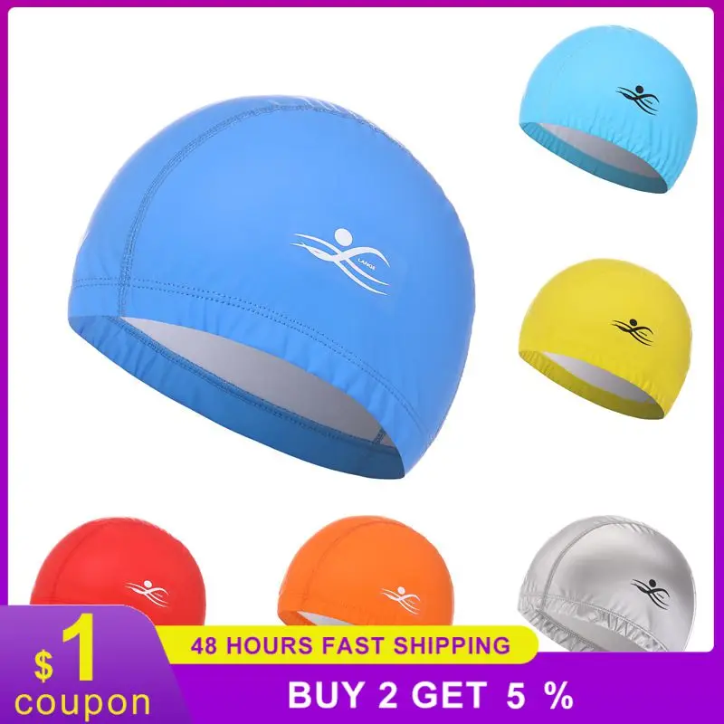 

10Pcs Swimming Cap Waterproof Unisex PU Elastic Solid Cap Adult Multi-color Comfortable Ear Protection Swimming Cap Accessories