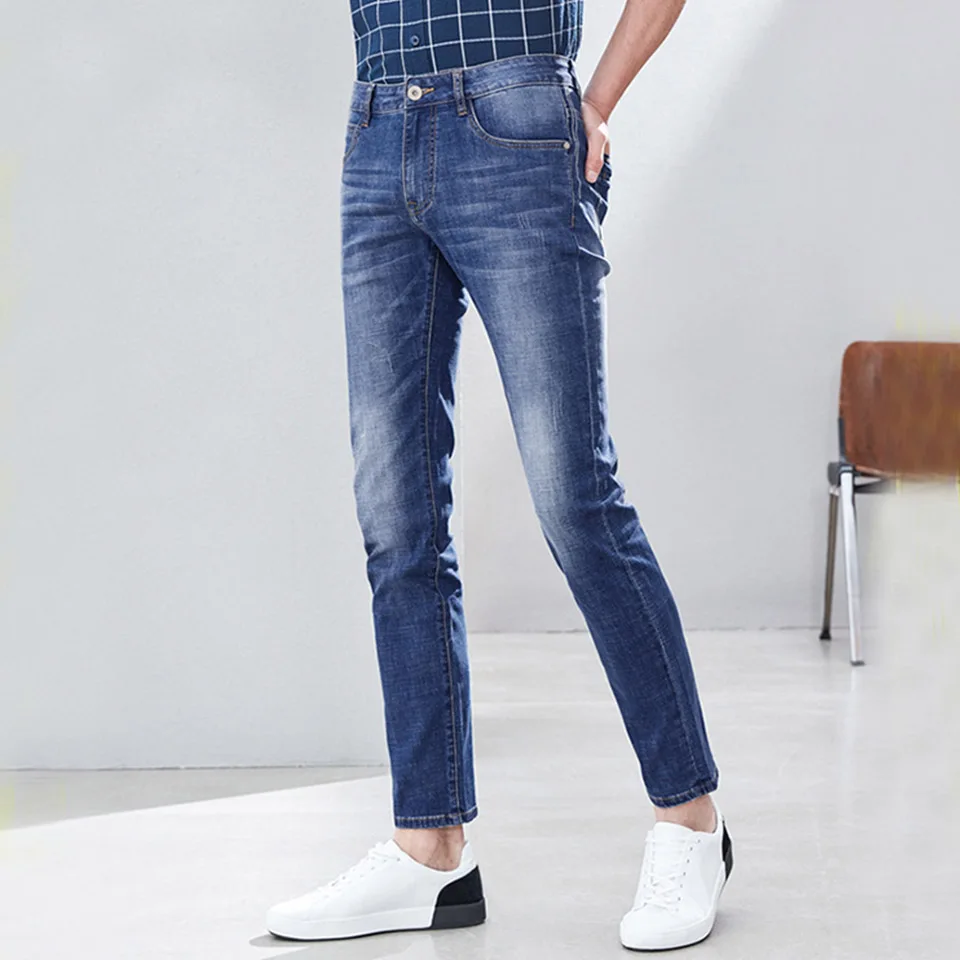 High-End Casual Men Straight-Leg Pants New Trend Youth Business Leisure Travel High-Quality Design Slim-Fit Washed Trousers 2321