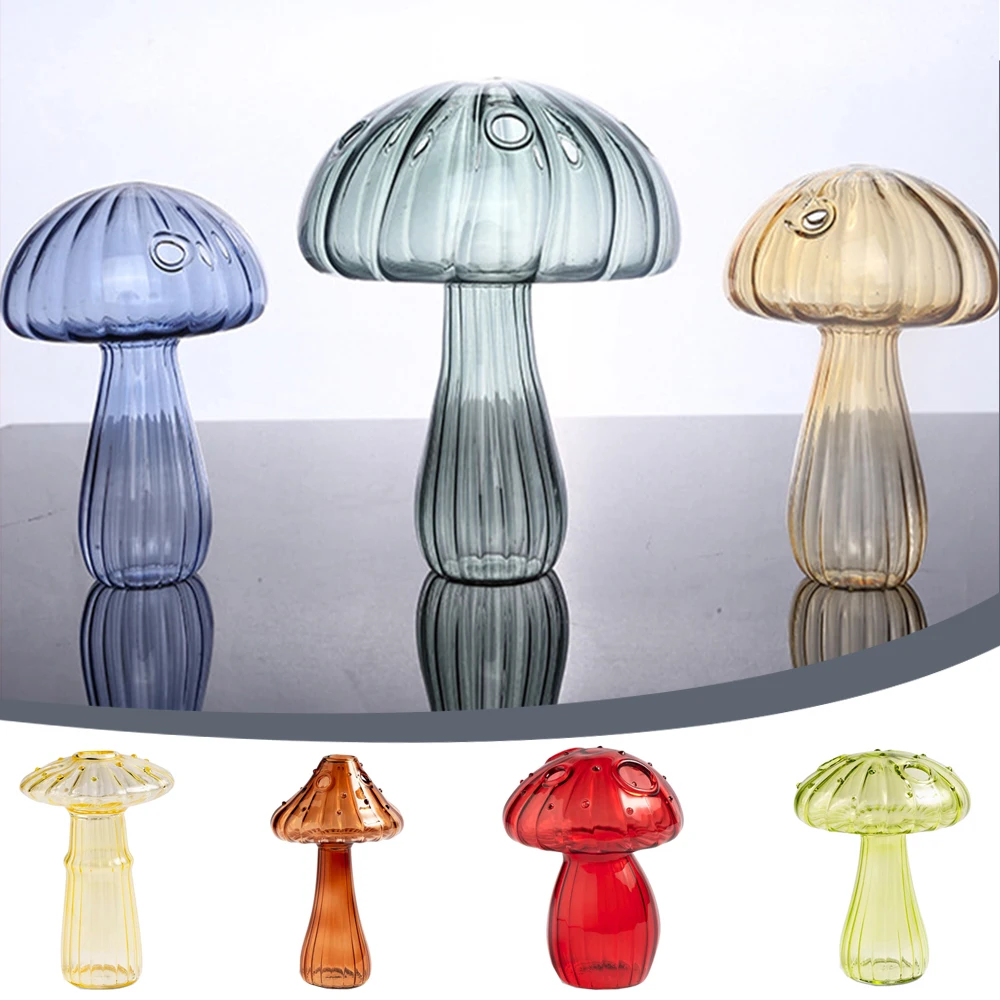 

Mushroom Glass Flowerpot Aromatherapy Bottle Hydroponics Vase Desktop Ornament Planters Decoration Home Garden Planting Pots