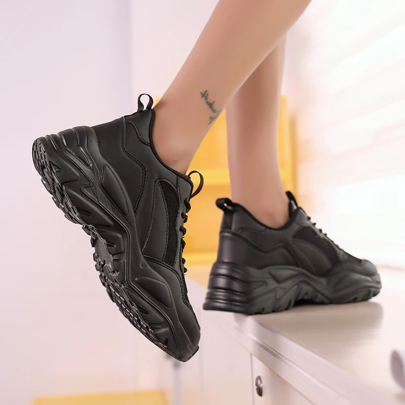 Women's Platform Sneakers Fashion Couples Shock Absorption Casual Vulcanized Shoes Ladies Lightweight Walking Footwear Non-Slip