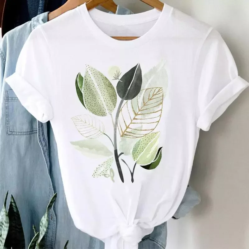 

Clothes T-shirts Short Sleeve Plant Cute 2022 Print Women Cartoon Casual Fashion Graphic Regular Tshirt Top Lady Female Tee