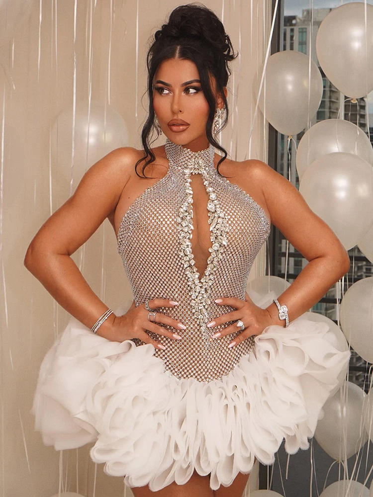 VC Короткое платье для выпускного вечера с блестящими серебряными блестками и