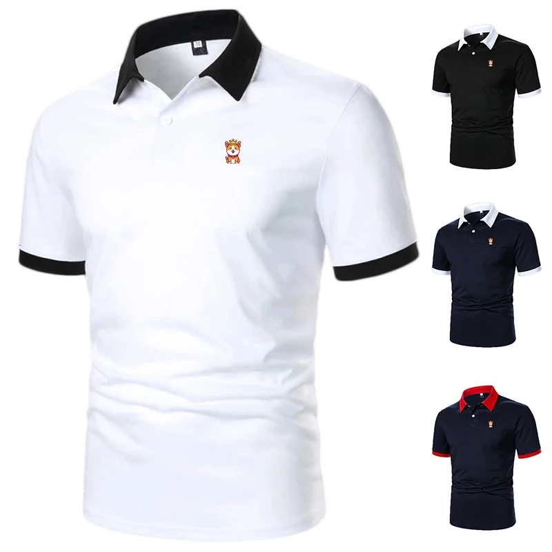 

LUHAODS Men Print Contrast Panel Polo Shirt