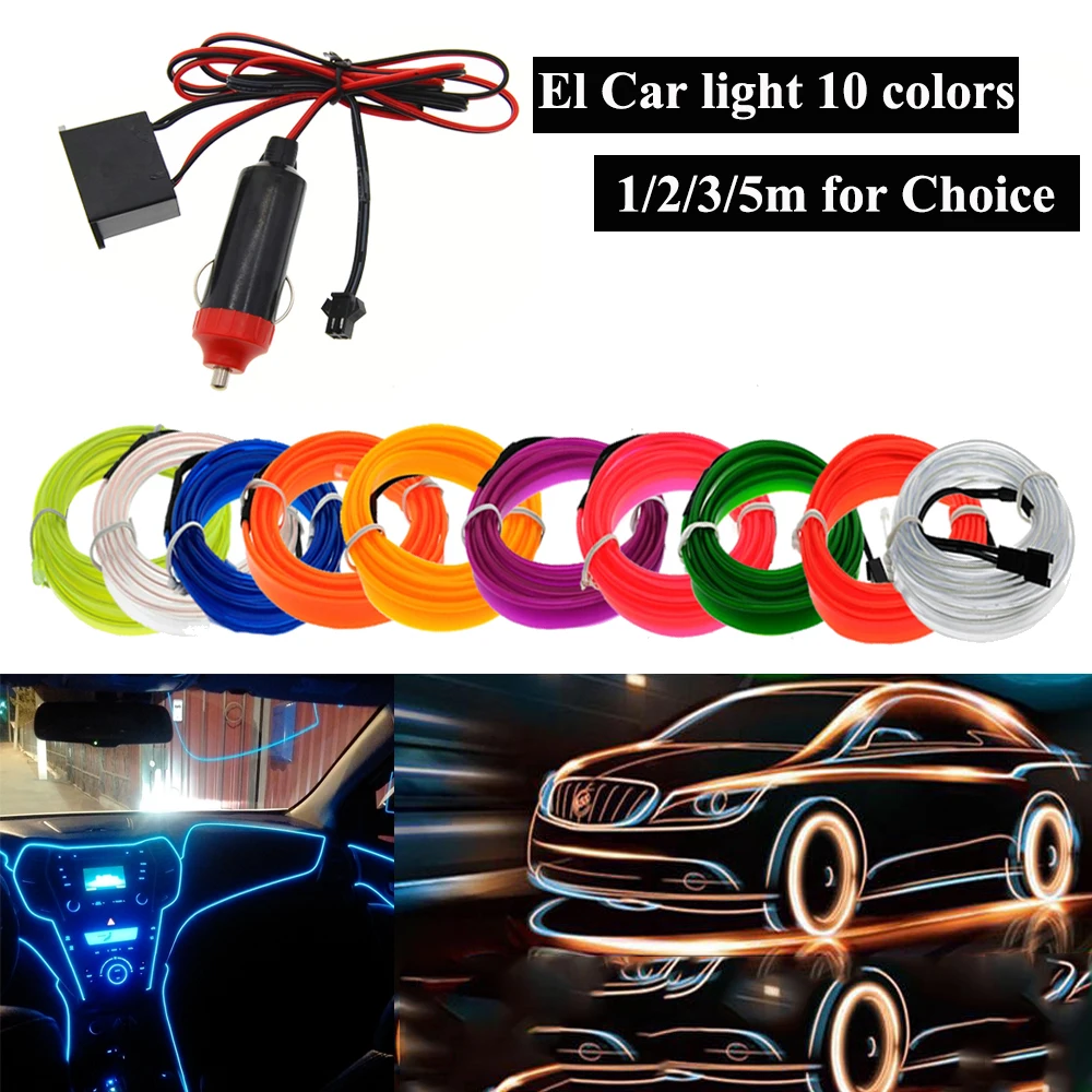 

EL Wire Car 6mm Sewing Edge Neon Led strip Glowing Strobing Car Interior lights Halloween Dance Party Decor Led string Light